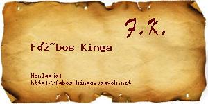 Fábos Kinga névjegykártya